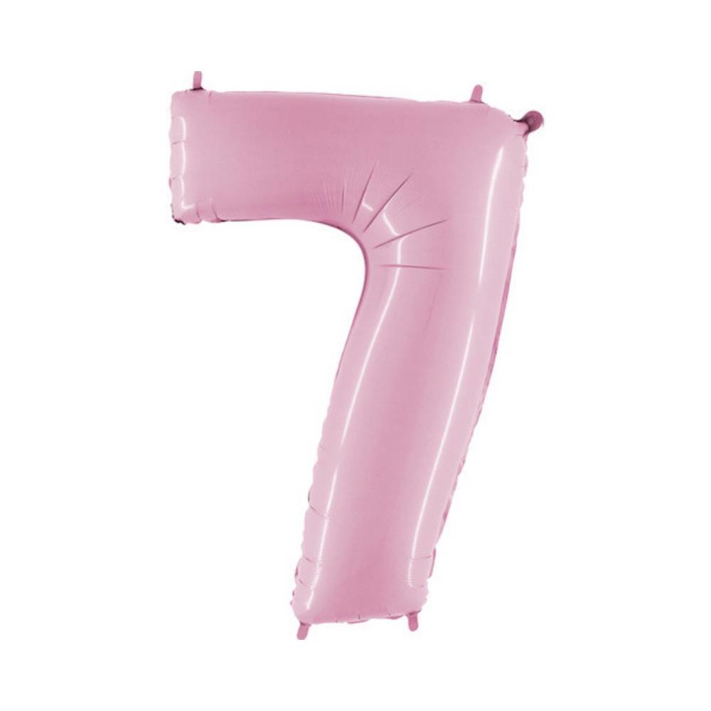 XL Cijfer 7 Folieballon Pastel Roze - 101 cm