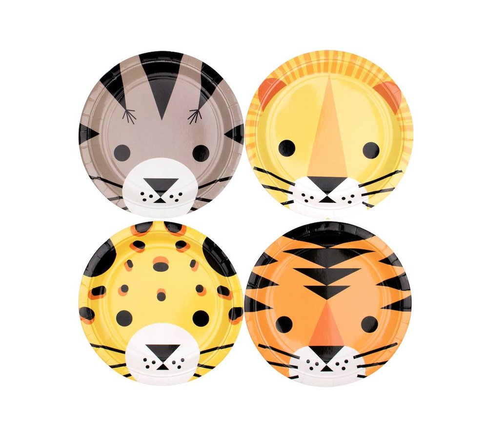 Wilde Katten Bordjes - 8 stuks - 18 cm - Mini Felines