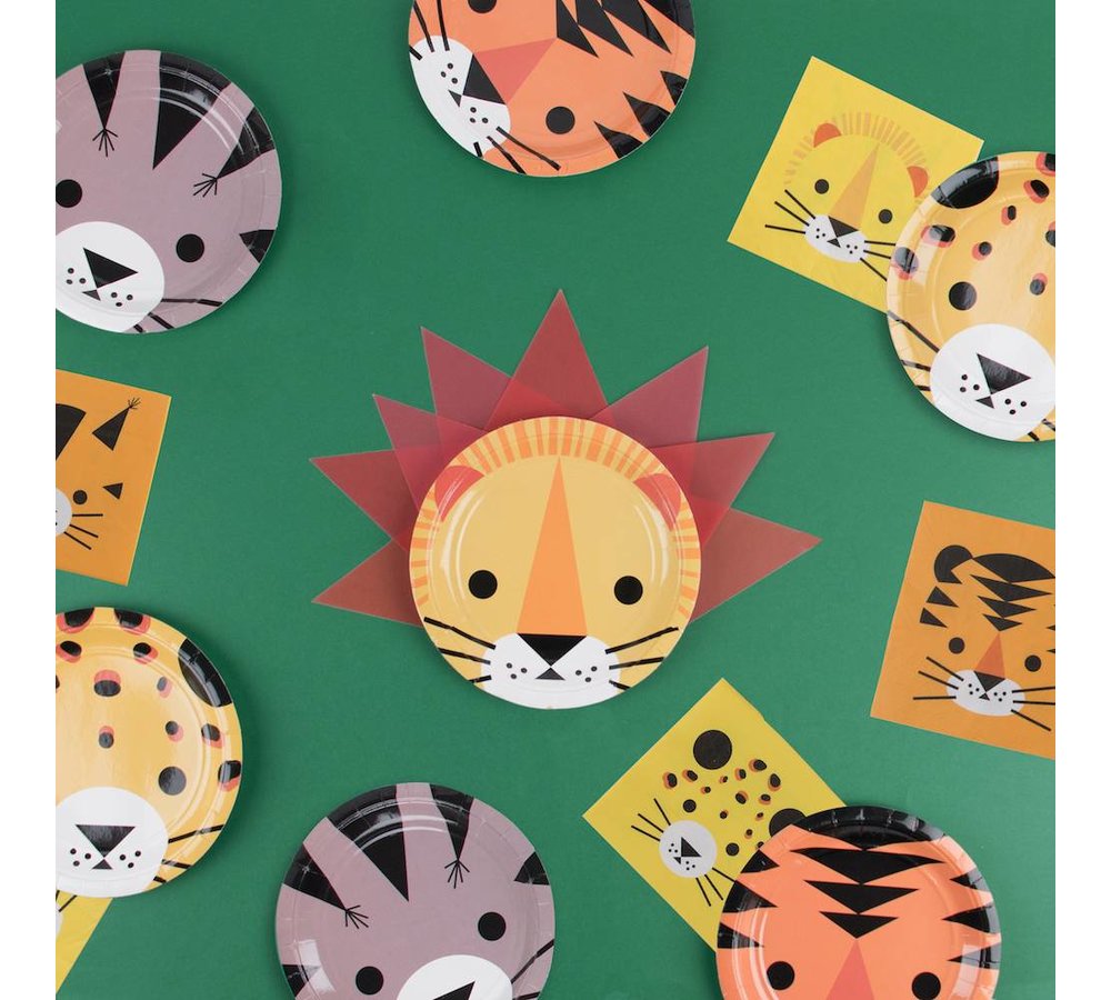 Wilde Katten Bordjes - 8 stuks - 18 cm - Mini Felines
