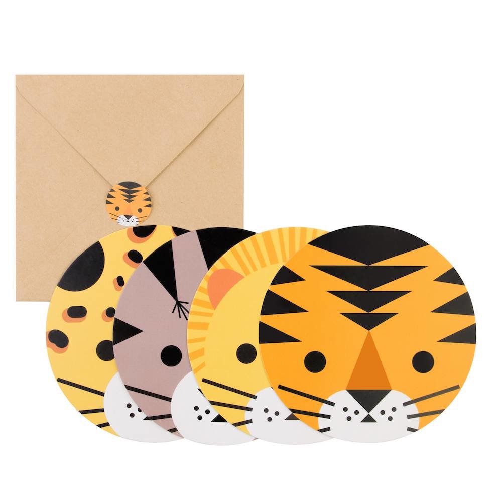 Wilde Katten Uitnodigingen - 8 stuks - Mini Felines