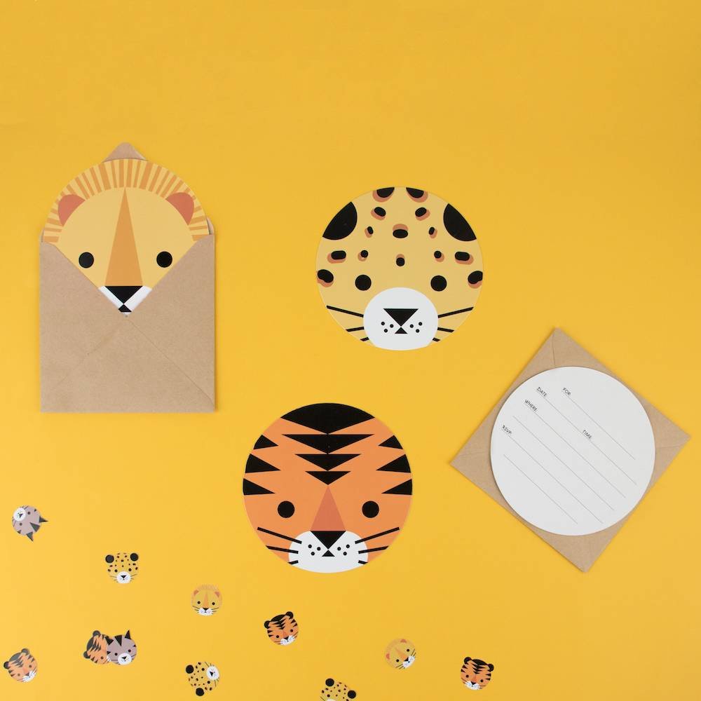Wilde Katten Uitnodigingen - 8 stuks - Mini Felines