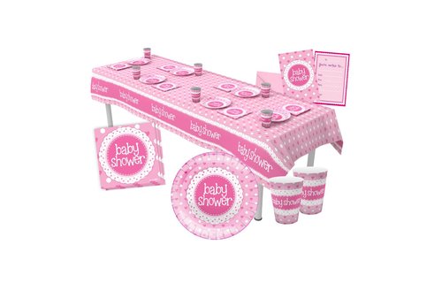 Baby Shower Servetten Dots & Hearts Pink - 16 stuks - Babyshower feestartikelen