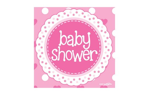 Baby Shower Servetten Dots & Hearts Pink - 16 stuks - Babyshower feestartikelen
