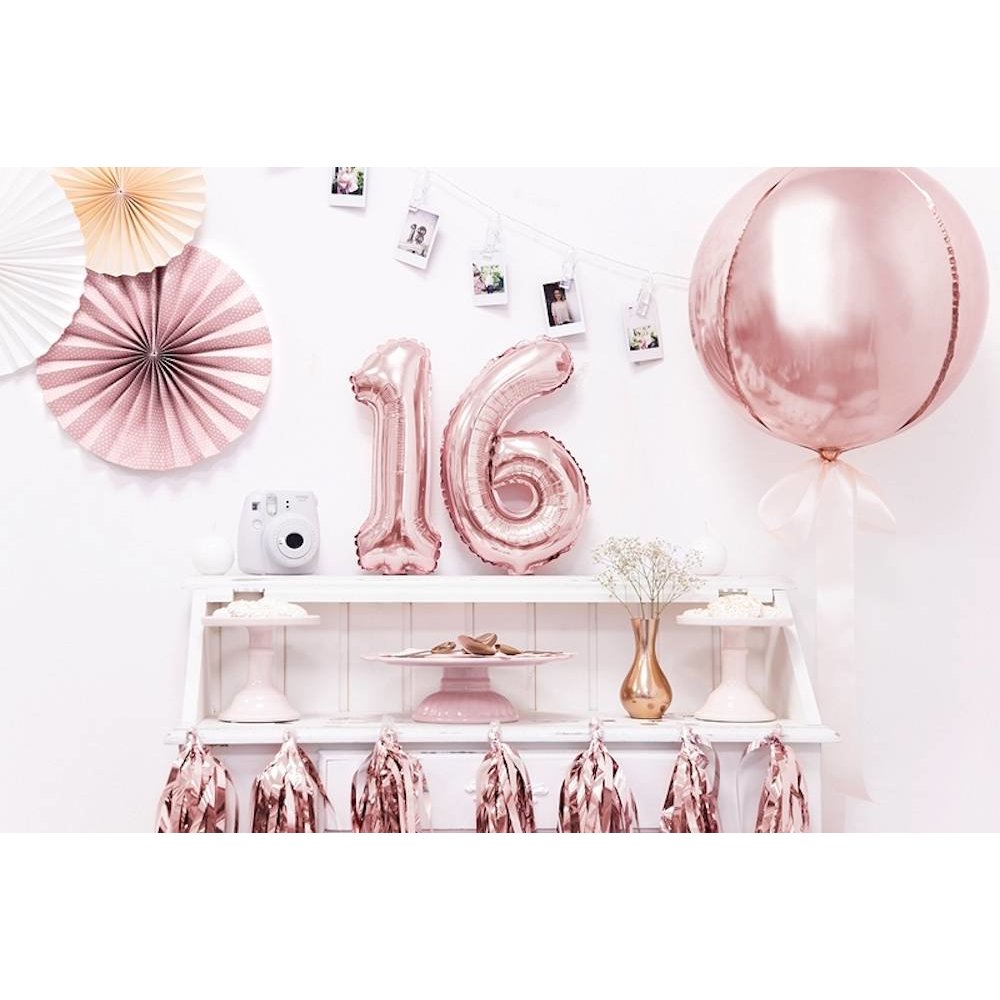 Mini Cijfer Folieballon 0 t/m 9 Roségoud - per stuk - 35 cm