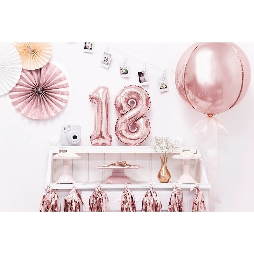 Mini Cijfer Folieballon 0 t/m 9 Roségoud - per stuk - 35 cm