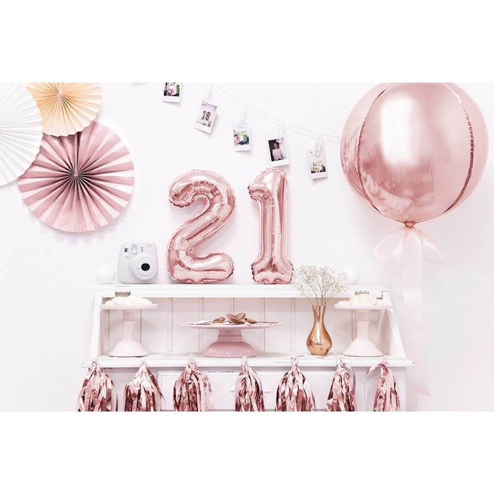 Mini Cijfer Folieballon 0 t/m 9 Roségoud - per stuk - 35 cm