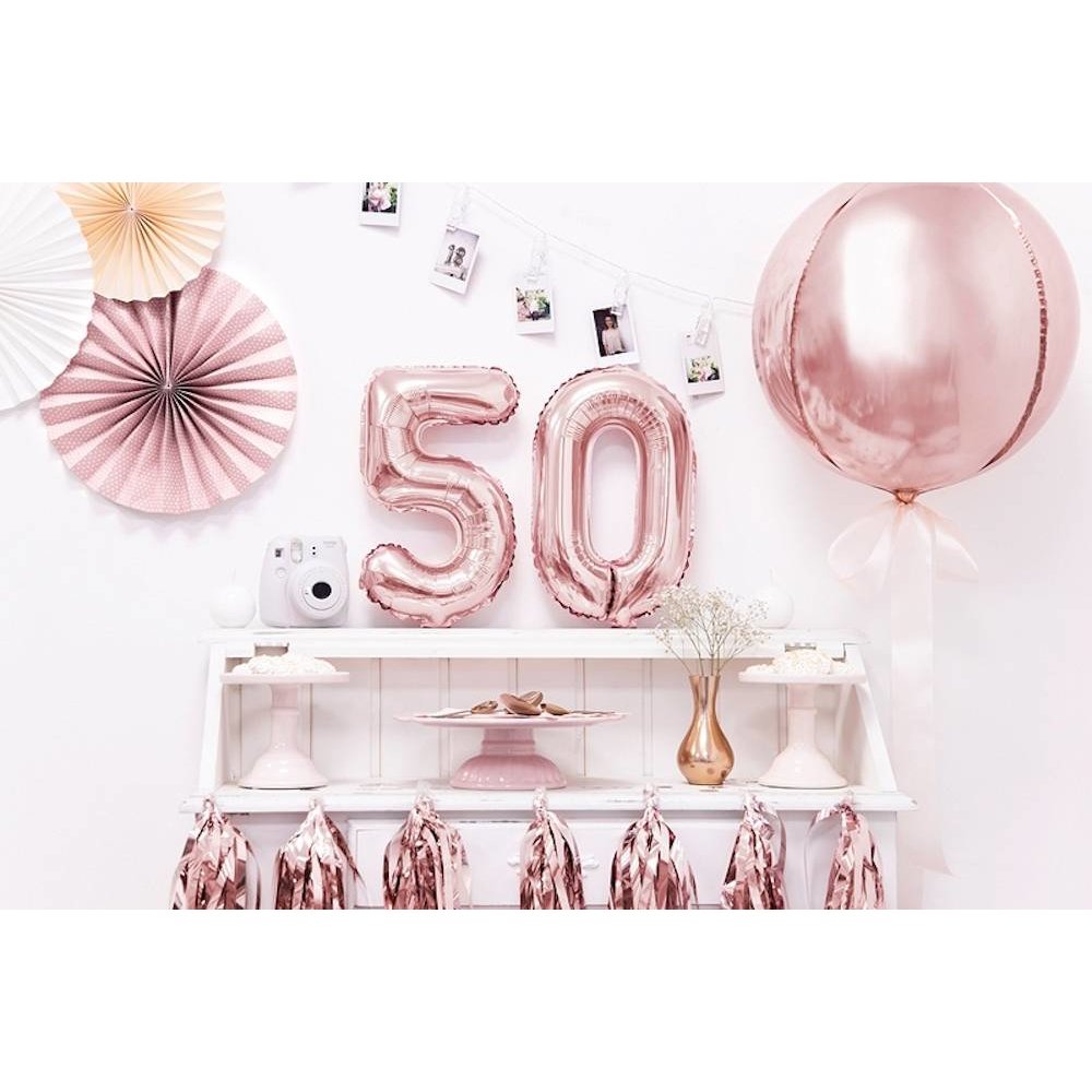 Mini Cijfer Folieballon 0 t/m 9 Roségoud - per stuk - 35 cm