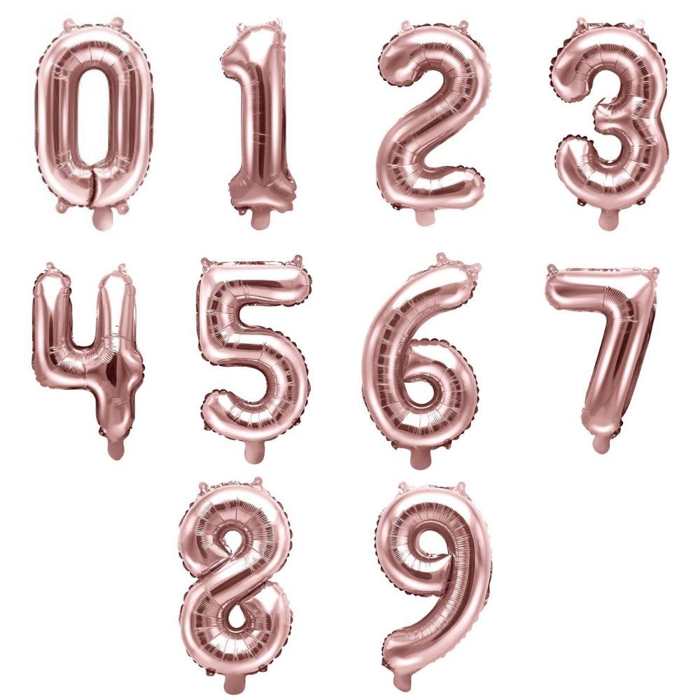 Mini Cijfer Folieballon 0 t/m 9 Roségoud - per stuk - 35 cm