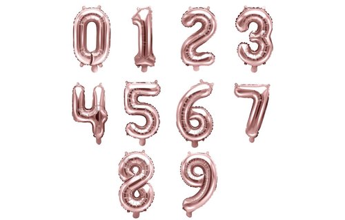 Mini Cijfer Folieballon 0 t/m 9 Roségoud - per stuk - 35 cm