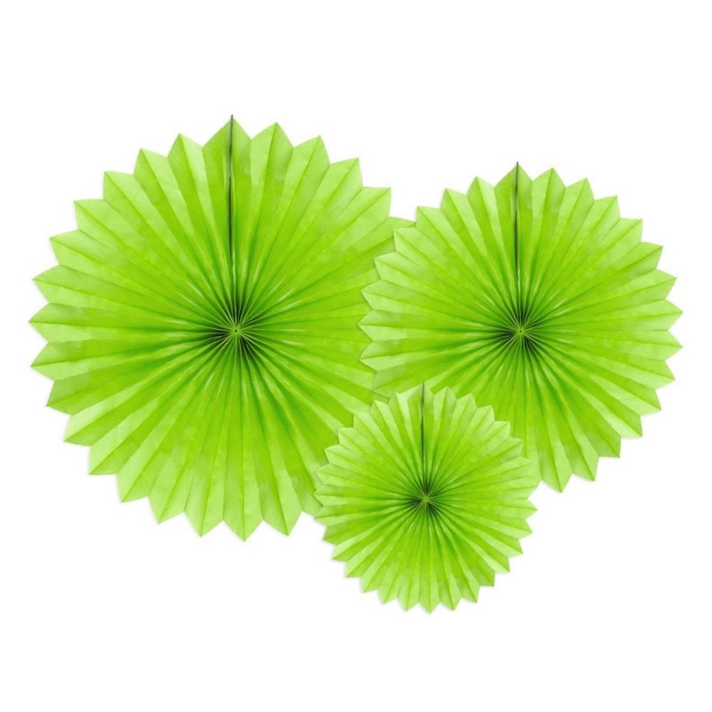Papieren Waaiers Appel Groen - 3 stuks - 3 maten - Tissue Fans