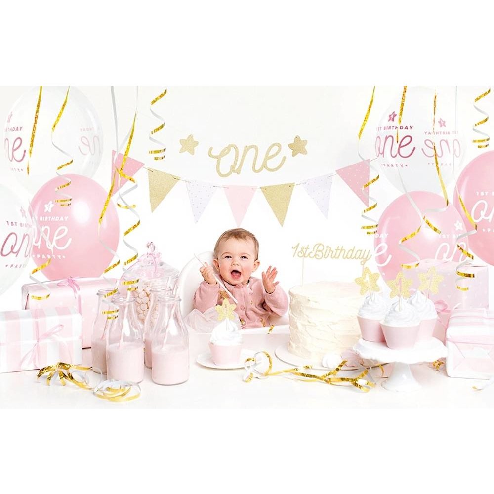 Feestpakket ONEderful Roze - set van 33 items - Party box voor de eerste verjaardag