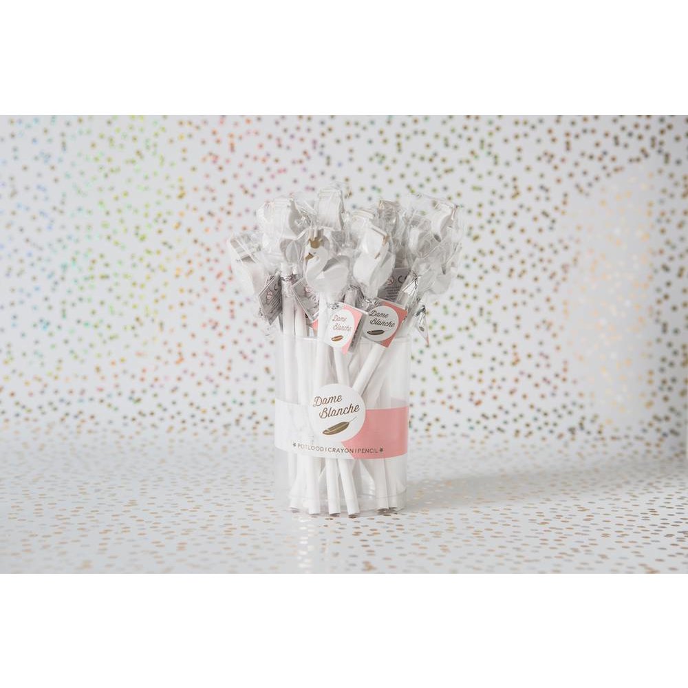 Dame Blanche (Zwaan) Potlood met Gum Wit - per stuk - Uitdeelcadeautjes