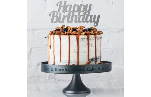Cake Topper 'Happy Birthday' Zilver - per stuk - Taarttopper