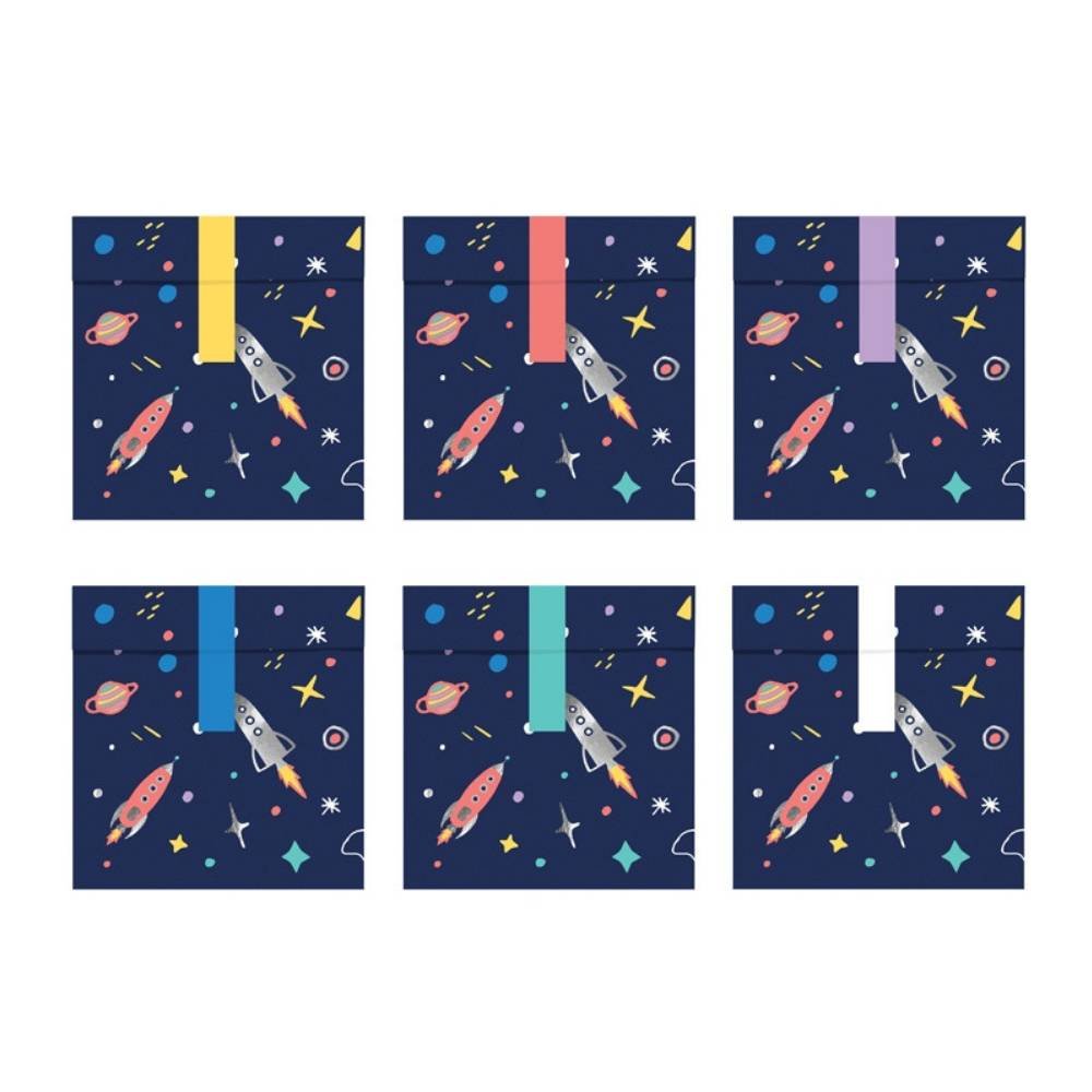 Space Party Traktatie Zakjes met Stickers - 6 stuks - Space traktaties