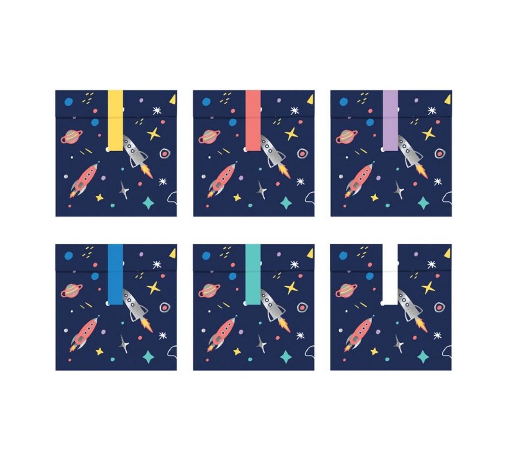Space Party Traktatie Zakjes met Stickers - 6 stuks - Space traktaties