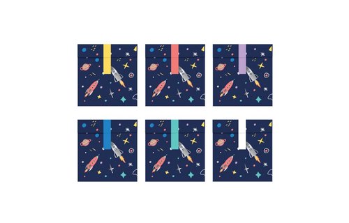 Space Party Traktatie Zakjes met Stickers - 6 stuks - Space traktaties