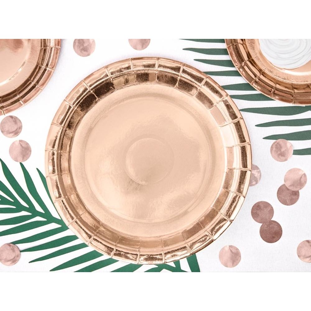 Roségouden Borden Metallic - 6 stuks - 23 cm - feestartikelen en versiering rose goud