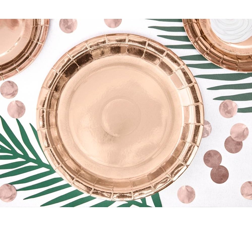 Roségouden Borden Metallic - 6 stuks - 23 cm - feestartikelen en versiering rose goud