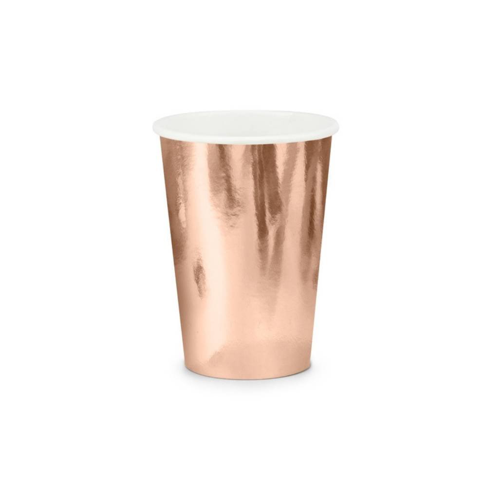 Roségouden Bekers Metallic - 6 stuks - feestartikelen en versiering rose goud
