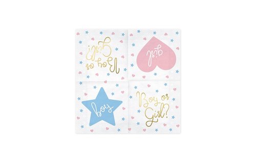 Baby Gender Reveal Servetten - 20 stuks - Boy or Girl feestartikelen