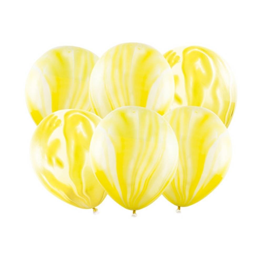 Marble Ballonnen Geel - 6 stuks - 30 cm - Marmer Ballonnen