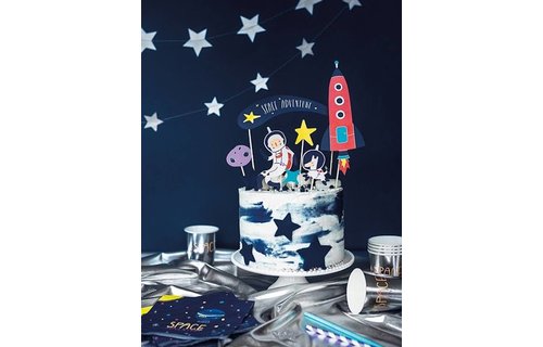 Space Party Cake Toppers (DIY) - 7 stuks - Space feestartikelen en versiering