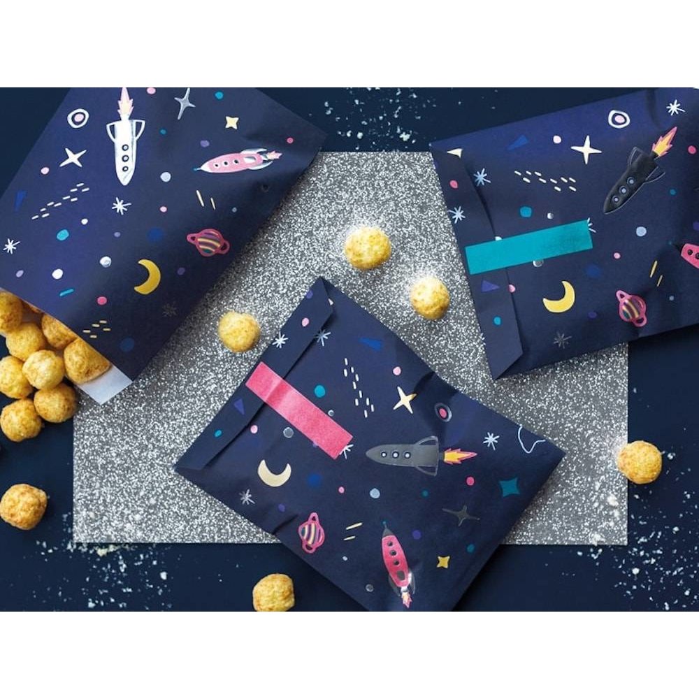 Space Party Traktatie Zakjes met Stickers - 6 stuks - Space traktaties