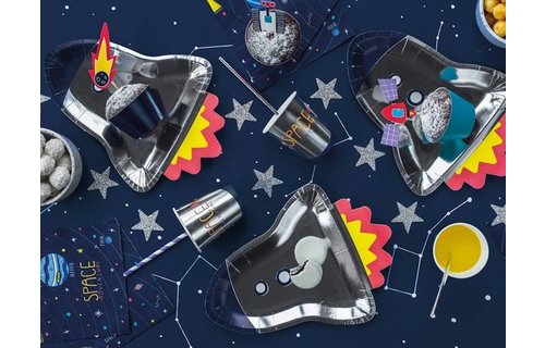 Space Party Borden (Raket) - 6 stuks - Space feestartikelen en versiering