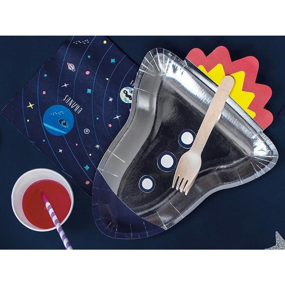 Space Party Borden (Raket) - 6 stuks - Space feestartikelen en versiering