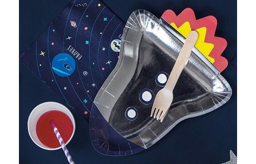 Space Party Borden (Raket) - 6 stuks - Space feestartikelen en versiering