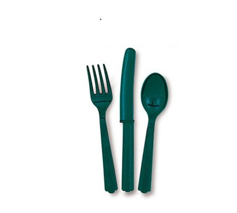 Donkergroen Bestek - 18 stuks - plastic