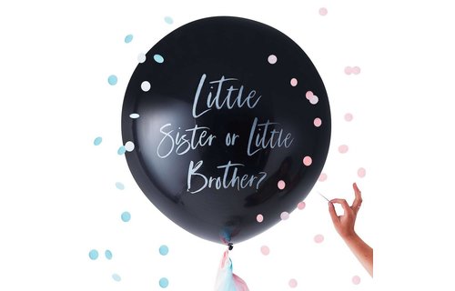Gender Reveal Ballon 'Little Sister or Little Brother' (Jumbo) - per set - 91 cm