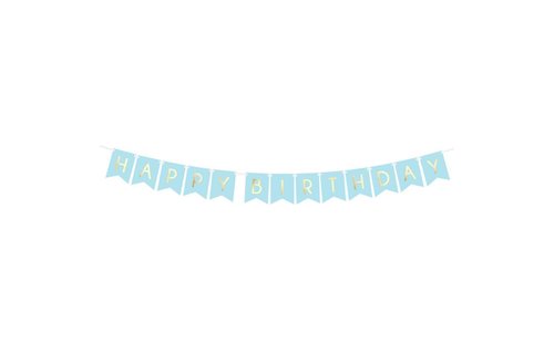 Happy Birthday Slinger Blauw & Goud - per stuk - 175 cm