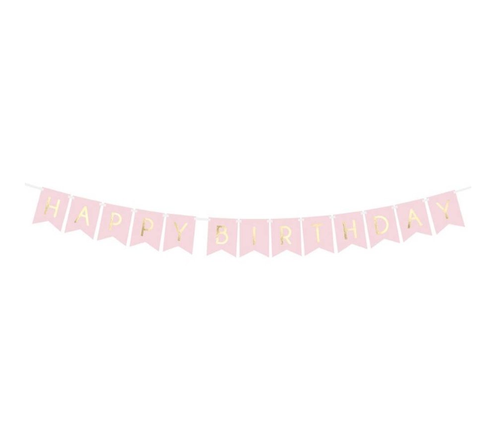 Happy Birthday Slinger Roze & Goud - per stuk - 175 cm