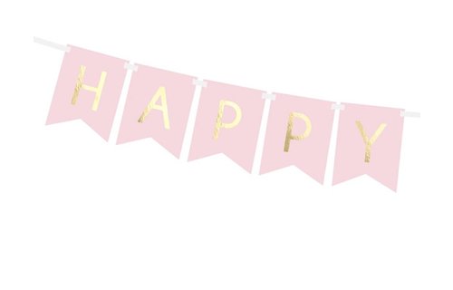 Happy Birthday Slinger Roze & Goud - per stuk - 175 cm