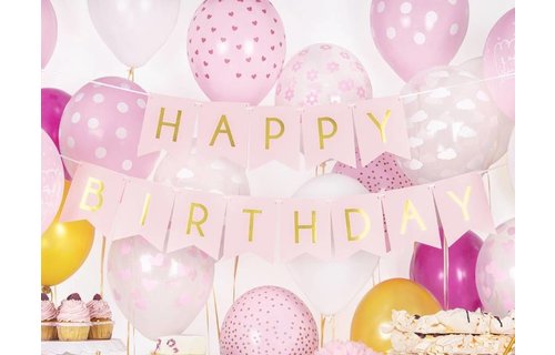 Happy Birthday Slinger Roze & Goud - per stuk - 175 cm