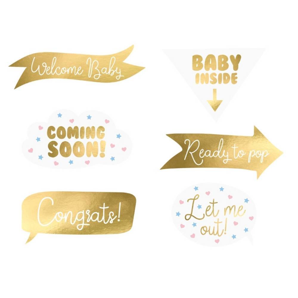 Baby op Komst Props - set van 6 - Geboorte feestartikelen