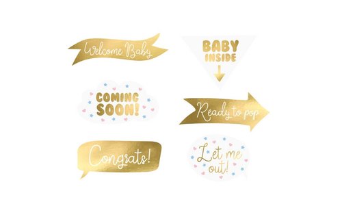 Baby op Komst Props - set van 6 - Geboorte feestartikelen