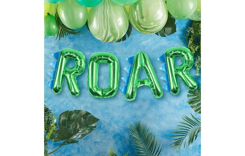 Roarsome Letter Folieballonnen 'Roar' - set van 4 - Dinosaurus Feestartikelen