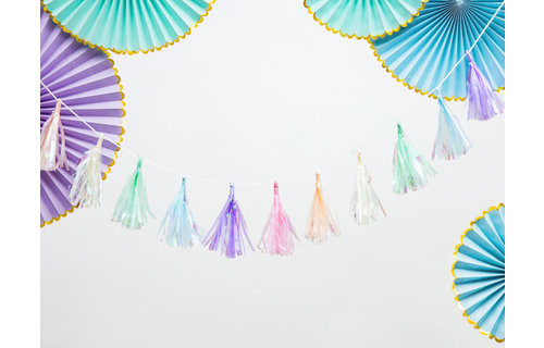 Mini Tasselslinger Pastel - per stuk - Pastel feestversiering