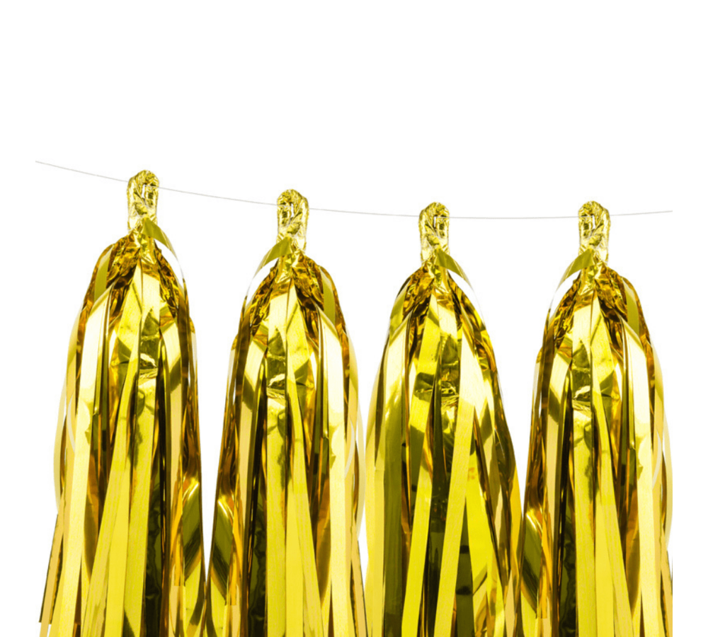 Tasselslinger Goud (DIY) - 12 tassels - Tassels voor een slinger of hangdecoratie