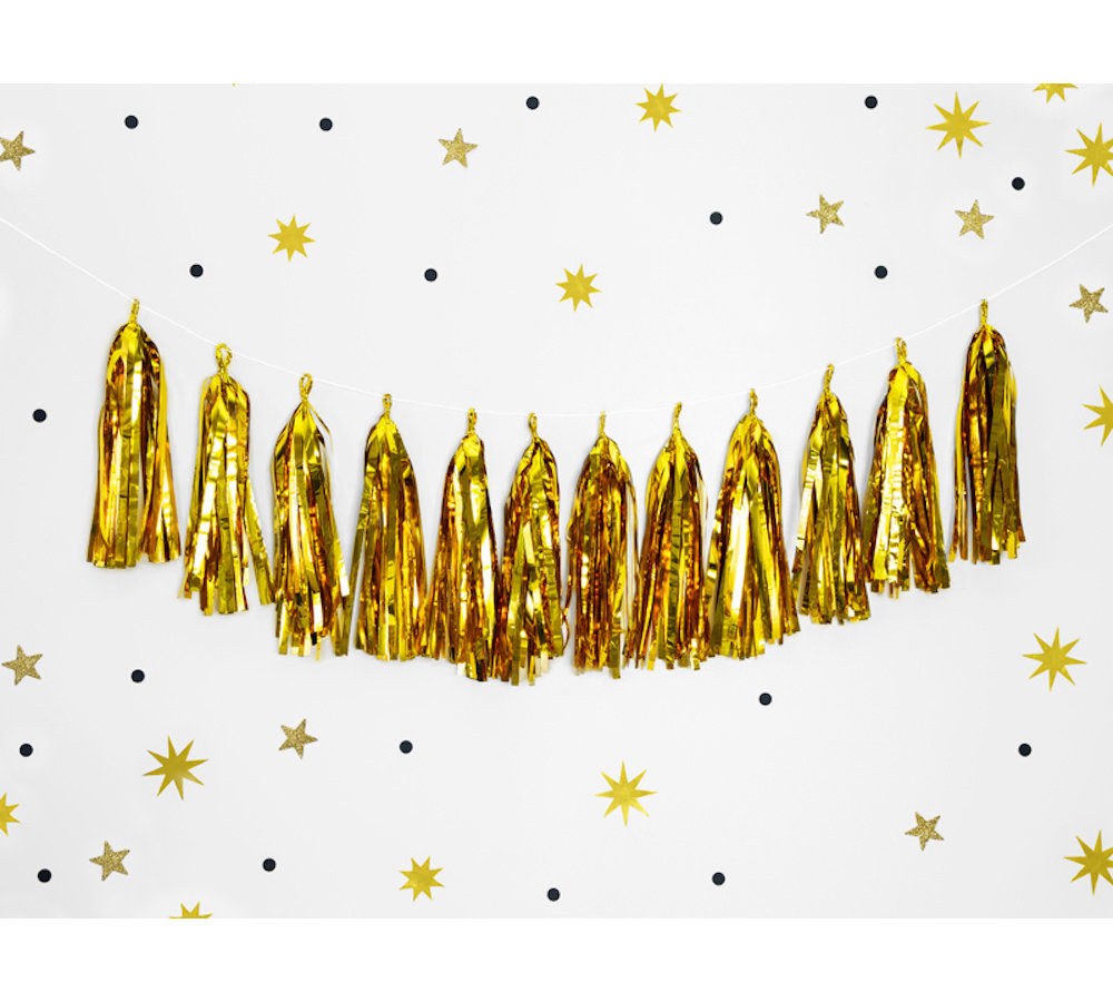 Tasselslinger Goud (DIY) - 12 tassels - Tassels voor een slinger of hangdecoratie