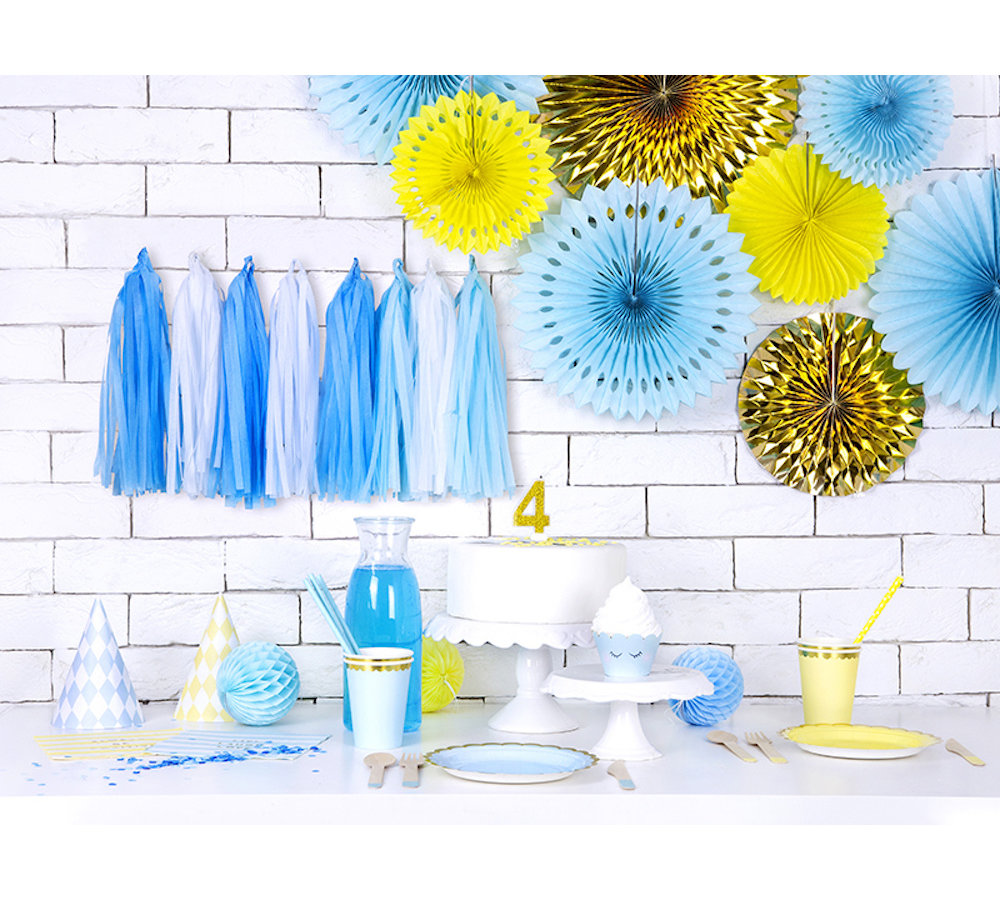 Tasselslinger Blauw en Wit (DIY) - 12 tassels - Tassels voor een slinger of hangdecoratie