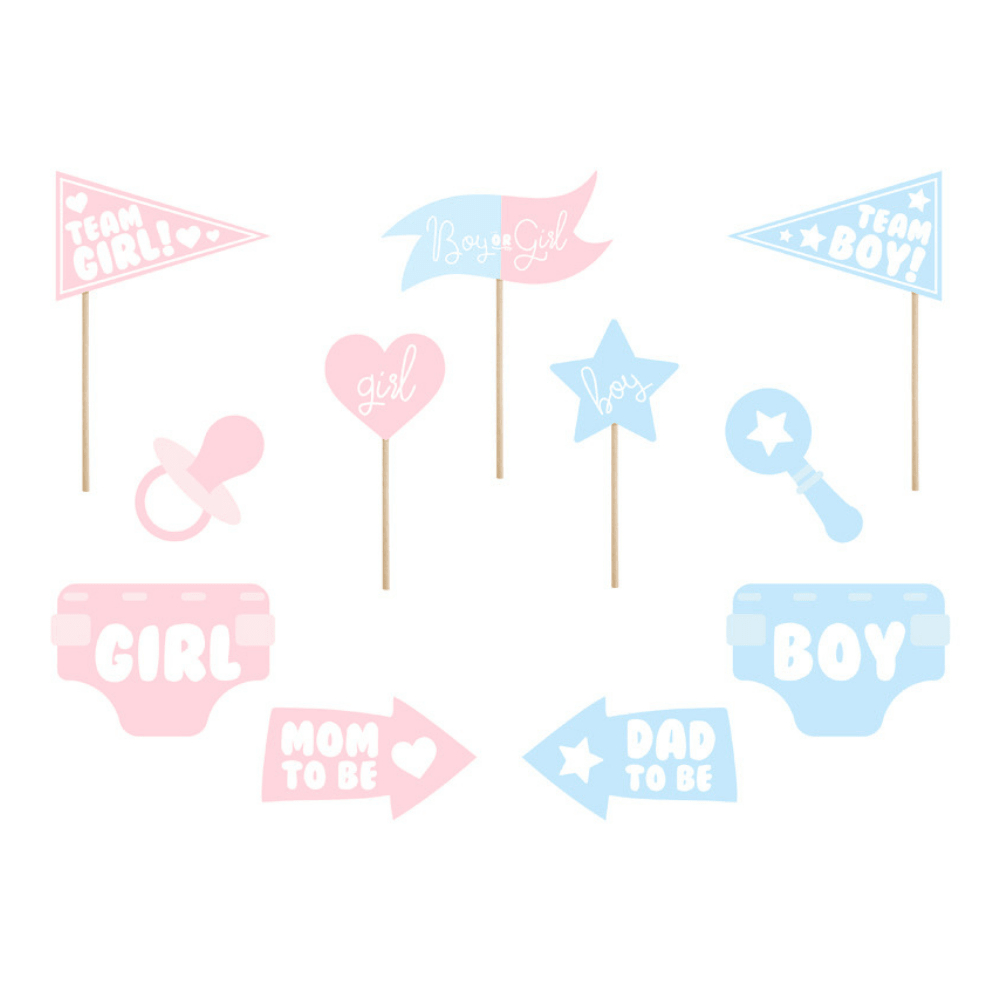 Gender Reveal Photo Props - set van 11 - Geboorte feestartikelen