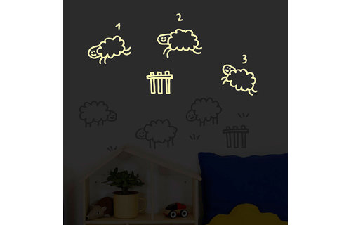 Muursticker Schaapjes Tellen - per stuk - Wall stickers voor kinderkamers