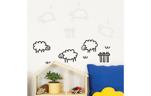 Muursticker Schaapjes Tellen - per stuk - Wall stickers voor kinderkamers