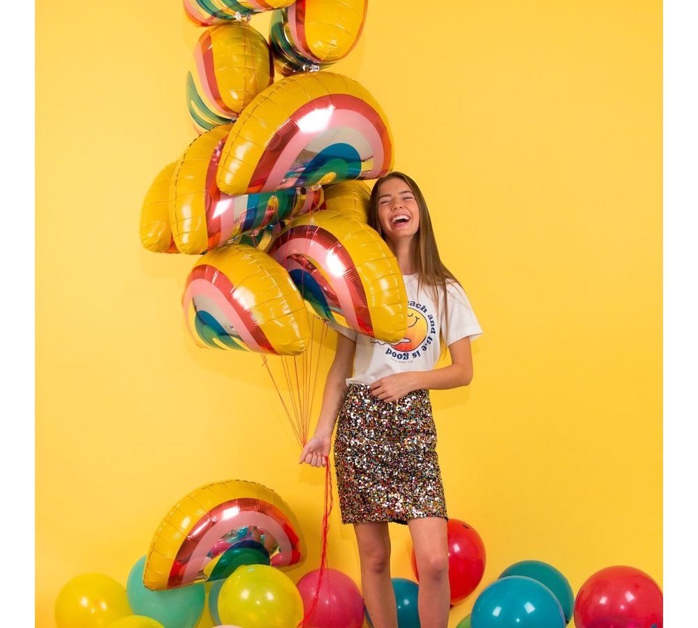 Regenboog folieballon - per stuk