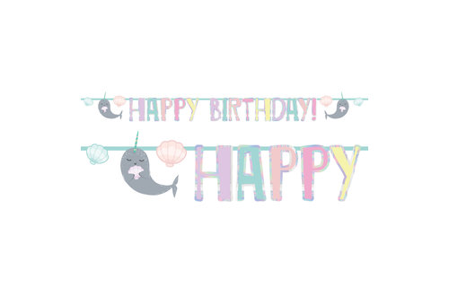 Narwal Slinger 'Happy Birthday' - per stuk - Narwal Feestje