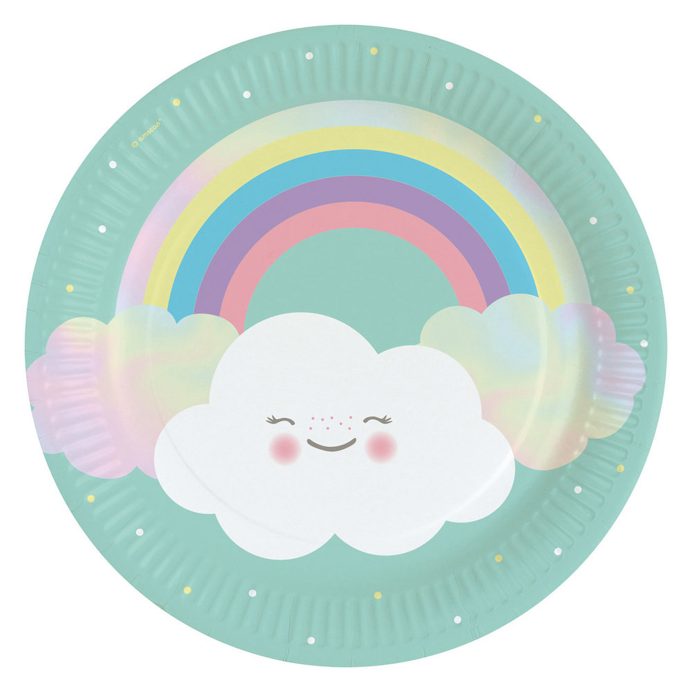 Rainbow & Cloud Borden - 8 stuks - Regenboog en Wolk Feestje