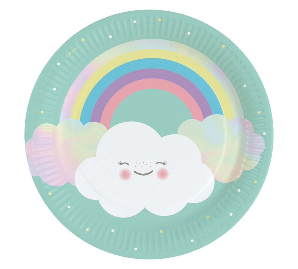 Rainbow & Cloud Borden - 8 stuks - Regenboog en Wolk Feestje